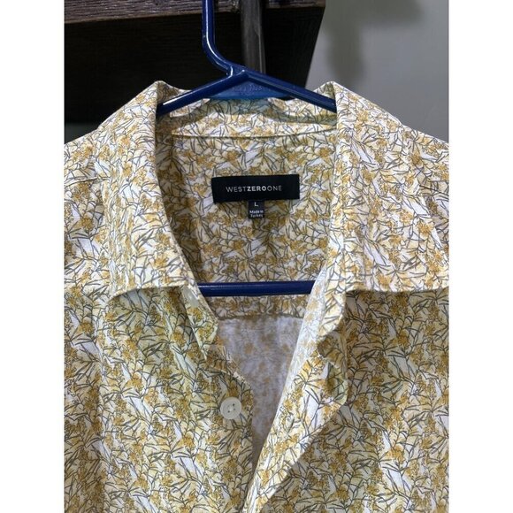 Nordstrom Westzeroone Brentley Short Sleeve Shirt Yellow Mens Size Large - Picture 4 of 6